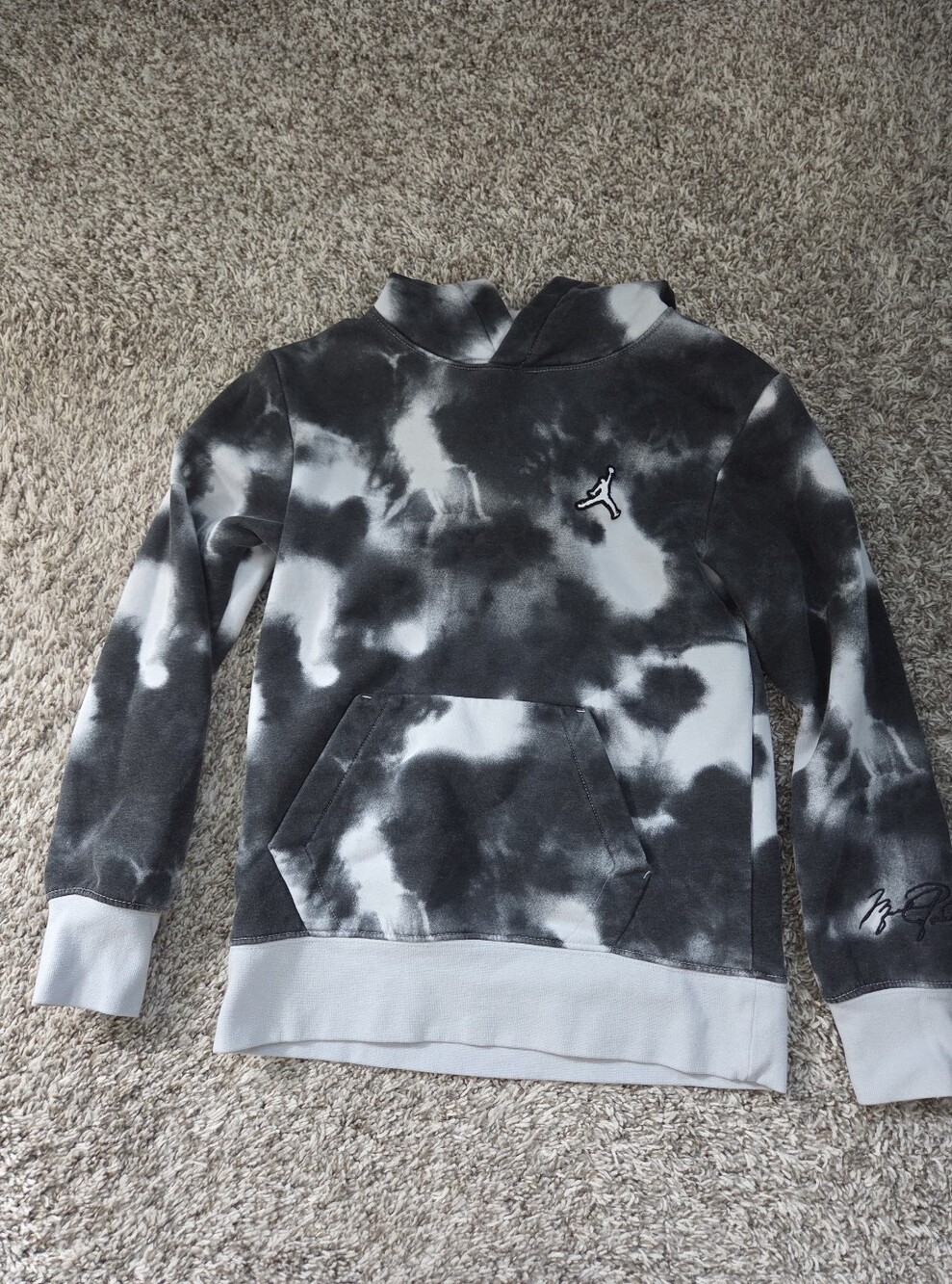Youth Jordan Black & White Tie-Dye Pullover Hoodie
